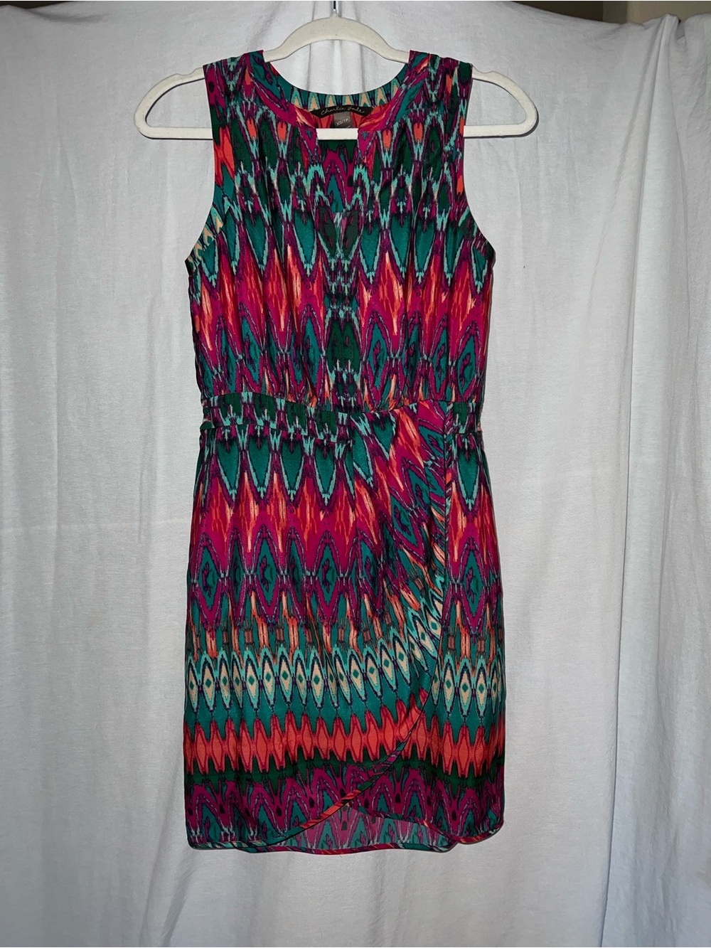 Sleeveless Multicolor Ikat Print Dress - XS